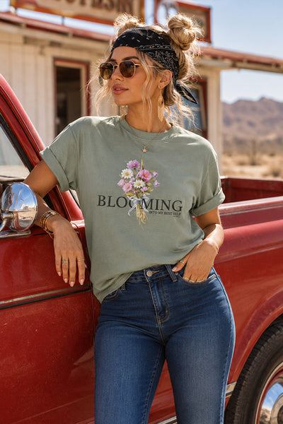 BC DTF BLOOMING TEE - SAGE