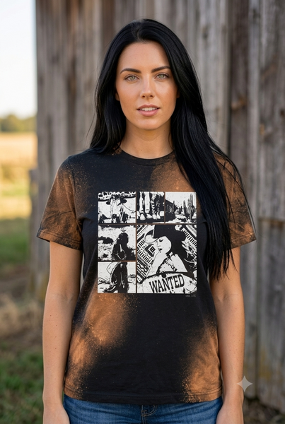 BC BL DTF COWGIRL TEE - BLEACHED BLACK