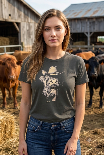 BC DTF WATER COW TEE - BROWN