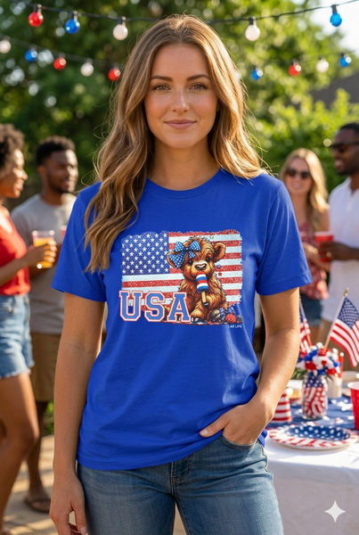 BC DTF USA COW TEE - ROYAL BLUE
