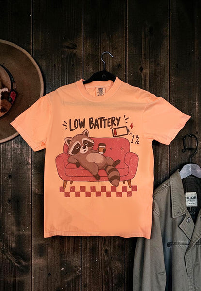 CC DTF LOW BATTERY TEE - NEON CANTALOPE