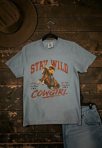 CC DTF STAY WILD CG TEE - DENIM