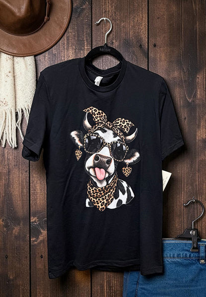 BC DTF BOW COW TEE - BLACK