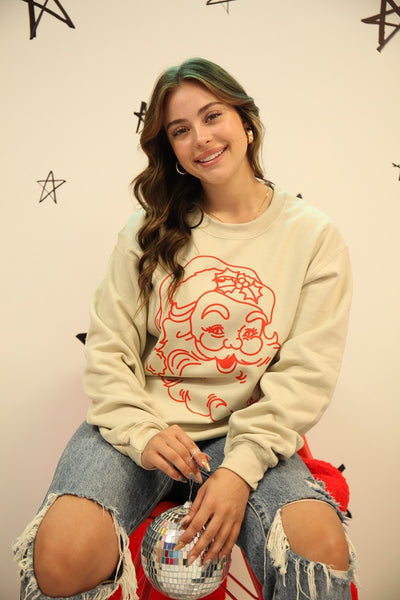 GILDAN SS DTF RED SANTA - CREAM