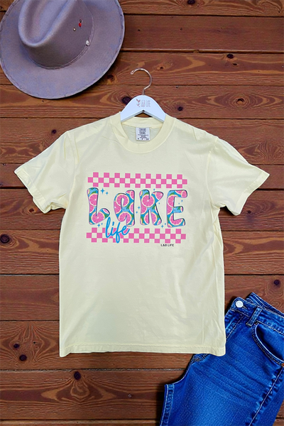 BC DTF LAKE CHECKERS TEE - BANANA