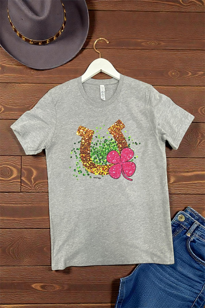 DTF SHAMROCK HORSESHOE TEE - LIGHT GREY