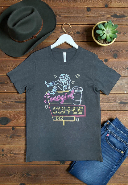 BC DTF COWGIRL COFFEE TEE - CHARCOAL