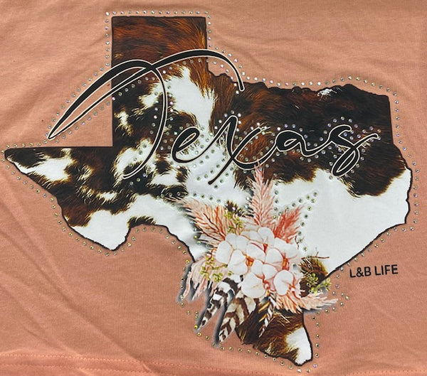 “Lone Star ” Texas Cowhide Rhinestone DTF Transfer