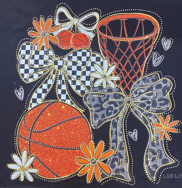 “Courtside Glam” Basketball Rhinestone DTF Transfer