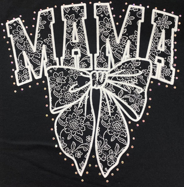 “Floral Mama Bow” DTF Transfer with Rhinestones