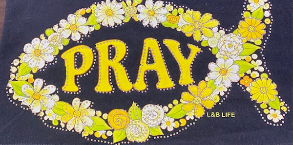 “Floral Ribbon PRAY” DTF Transfer with Rhinestones