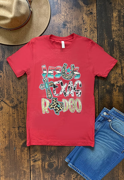 BC DTF JESUS RODEO TEE - RED