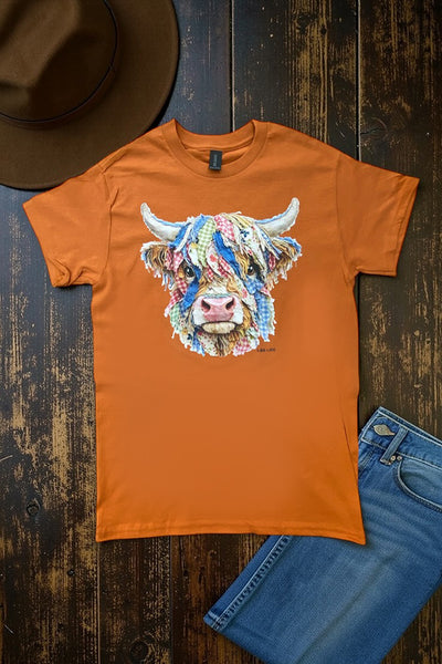 GILDIAN DTF QIULT COW TEE - TEXAS ORANGE