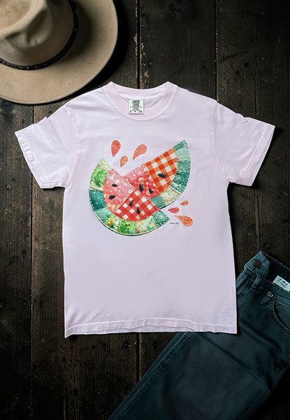 CC DTF QUILT WATERMEON TEE - PINK