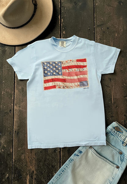 CC DTF BOW FLAG TEE - CHAMBRAY