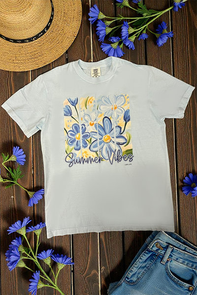 CC DTF SUMMER VIBES TEE- CHAMBRAY