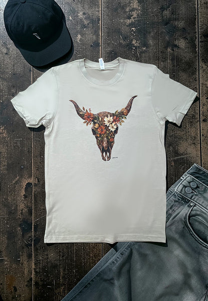BC DTF FLORAL STEER TEE - TAN