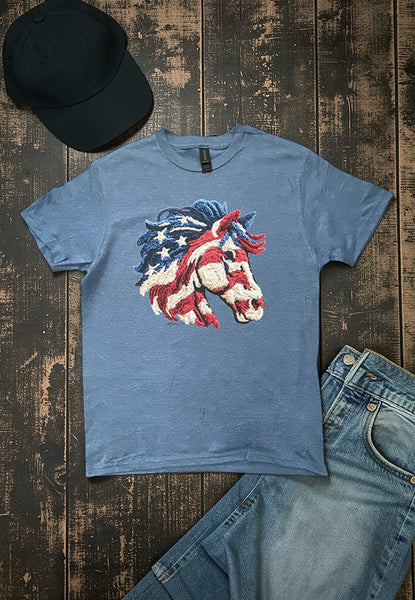 GILDIAN DTF AMERICAN HORSE TEE - INDIGO