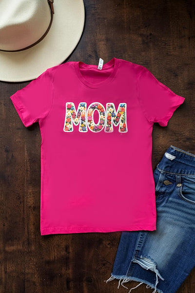 BC DTF MOM FLOWERS TEE -FUSHIA