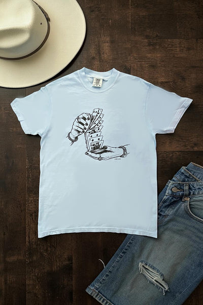 CC DTF CARDS TEE - CHAMBRAY