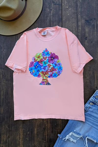 CC DTF FLORAL ACE TEE - NEON CANTALOPE