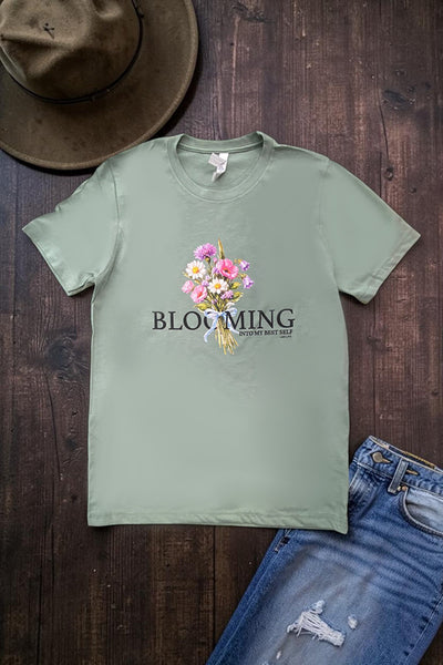 BC DTF BLOOMING TEE - SAGE