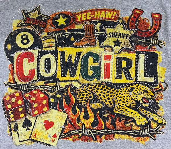 "Cowgirl Wild West" DTF Transfer with Rhinestones