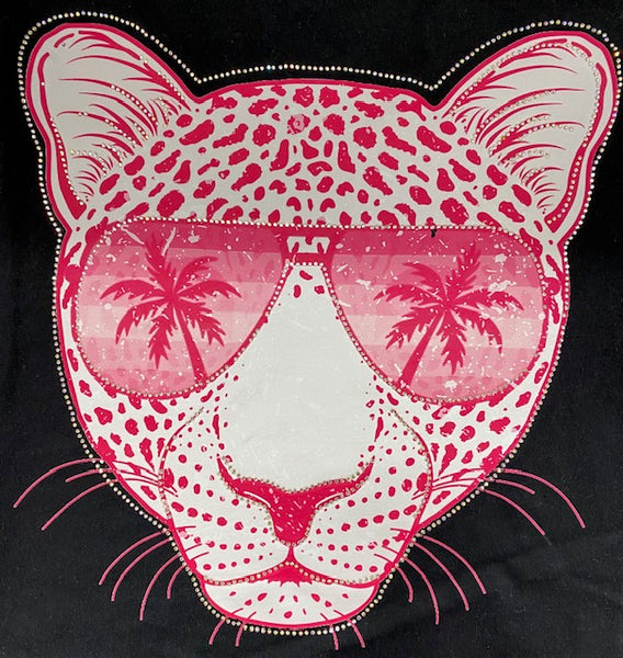 Pink Leopard Sunglasses Rhinestone DTF Transfer