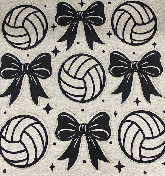 Volleyball Bow DTF Transfer with Rhinestones
