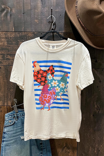CC DTF 3 CHICKENS TEE - IVORY