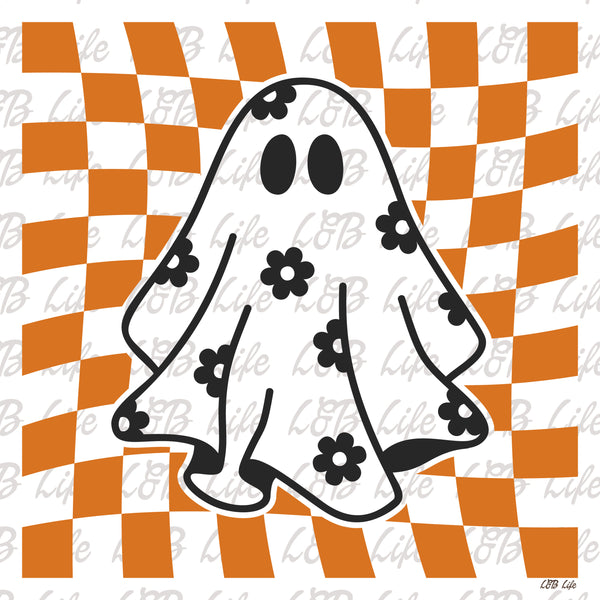 FLOWER GHOST WITH CHECKER BACKGROUND