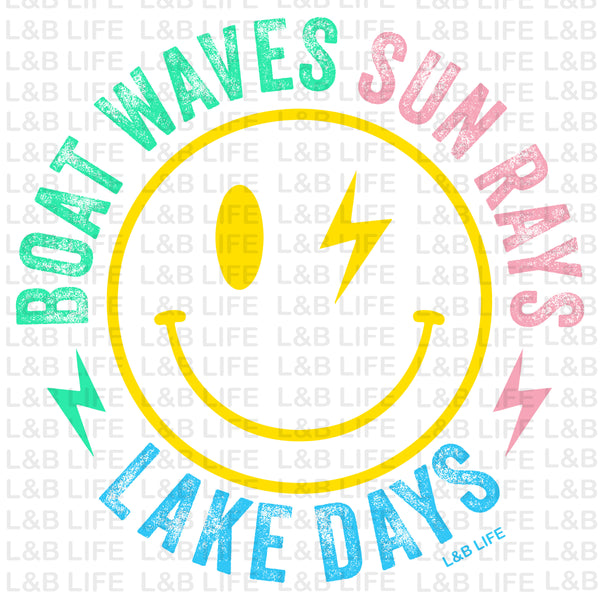 BOAT WAVES SUNRAYS LAKE DAYS
