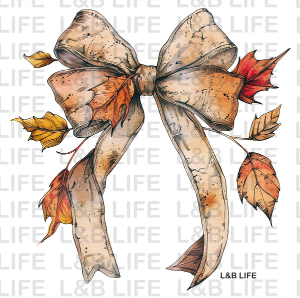 AUTUMN GIRLY LEAVE BOW ( FRONT )