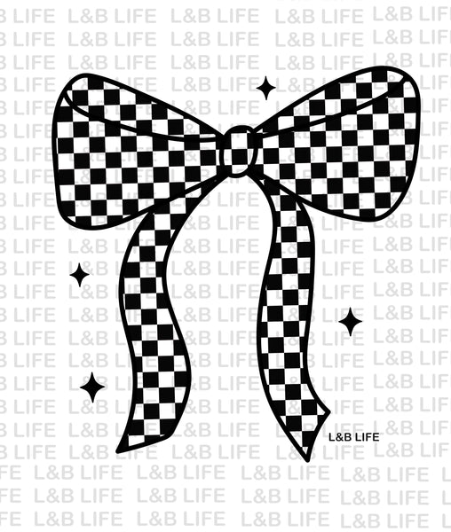 BLACK WHITE CHECKER BOW ( FRONT)