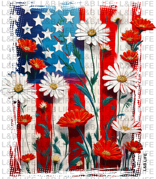 USA FLAG DAISY FLOWER