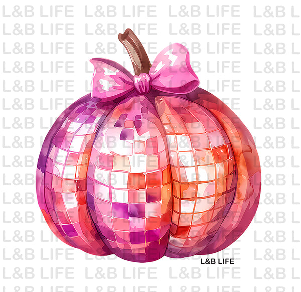 DISCO PINK BOW PUMPKIN