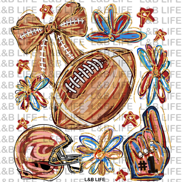 WATERCOLOR FOOTBALL BOW