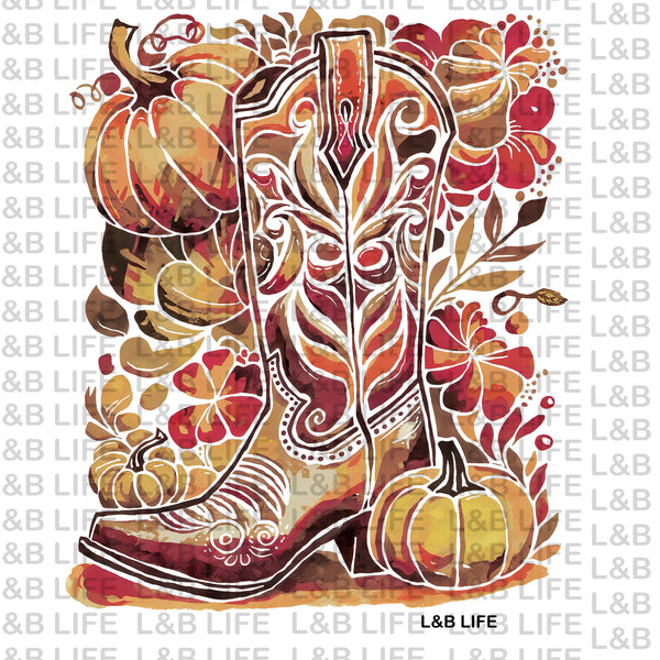 FALL FLORAL BOOT PUMPKIN