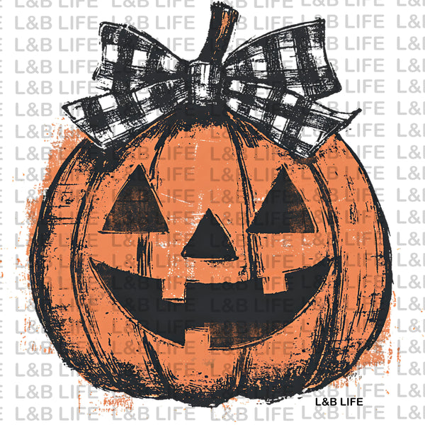PLAID BOW PUMPKIN