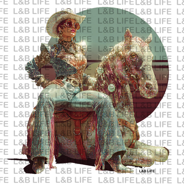 SITTING ON HORSE COWGIRL