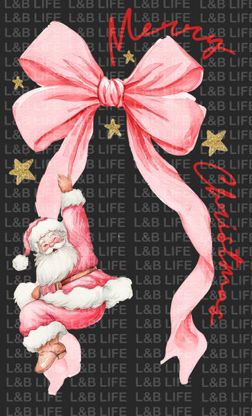 MERRY CHRISTMAS PINK SANTA BOW