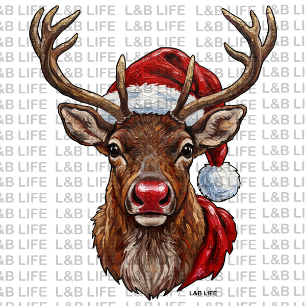 DEER WITH SANTA HAT