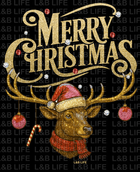 MERRY CHRISTMAS ORNAMENT DEER