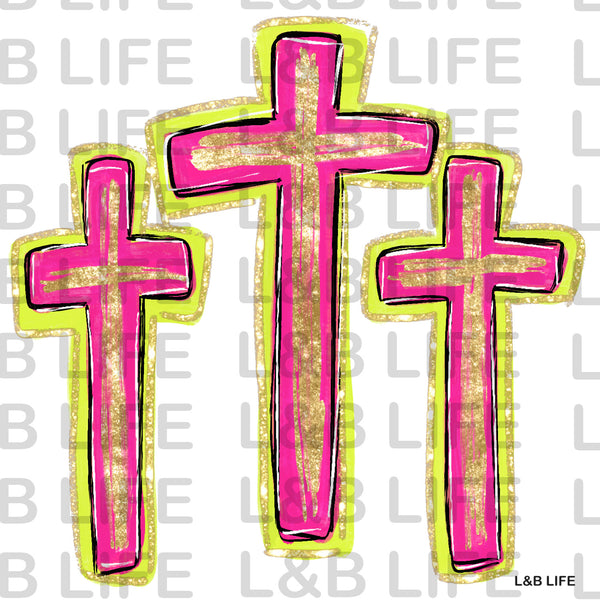 3 PINK CROSSES