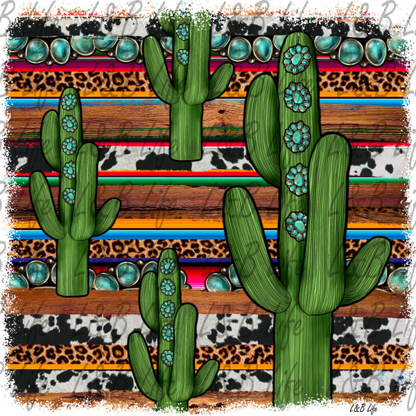 TURQUOISE ROCKS CACTUS BACKGROUND