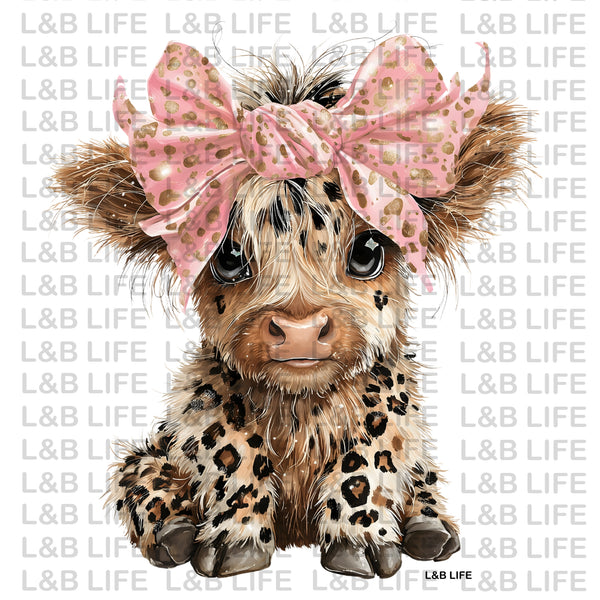 PINK BOW LEO BABY COW