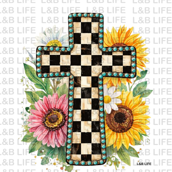 CHECKER FLORAL CROSS
