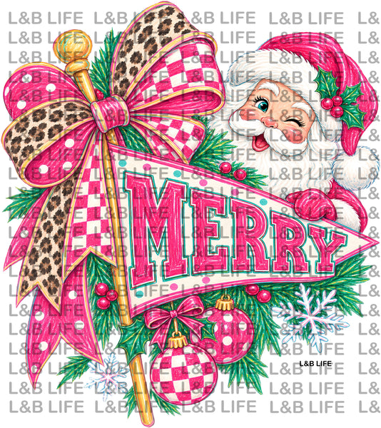 MERRY & BRIGHT SANTA BOW