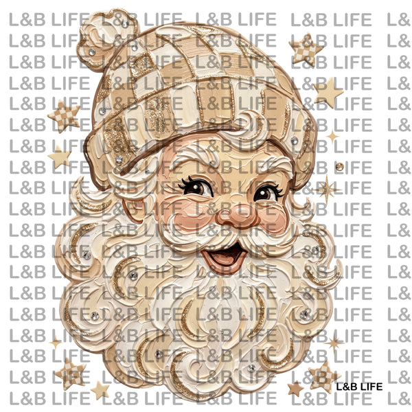 NEUTRAL PLAID SANTA