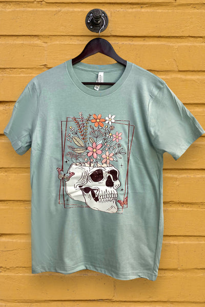 BC DTF SKULL FLOWER - DUSTY BLUE